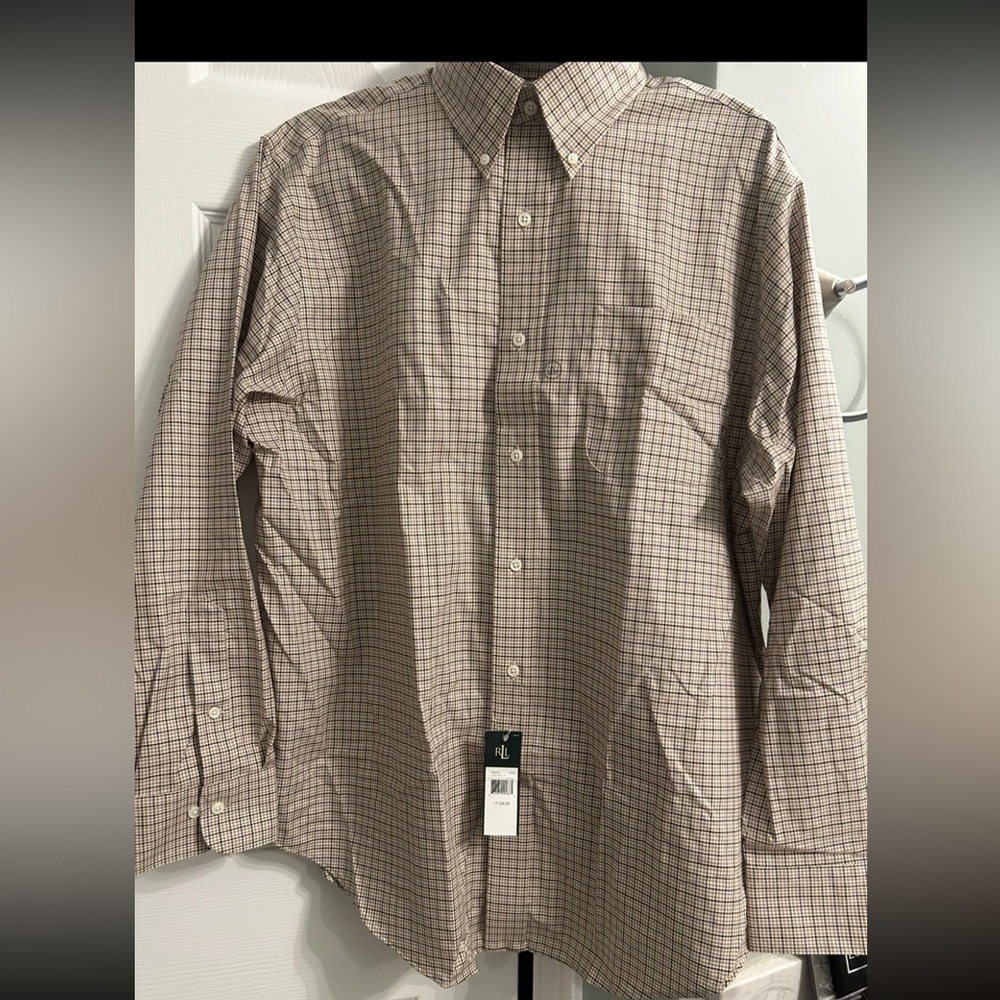 Lauren Ralph Lauren Plaid Classic Fit Long Sleeve Plaid Shirt NWT Size 17 34/35
